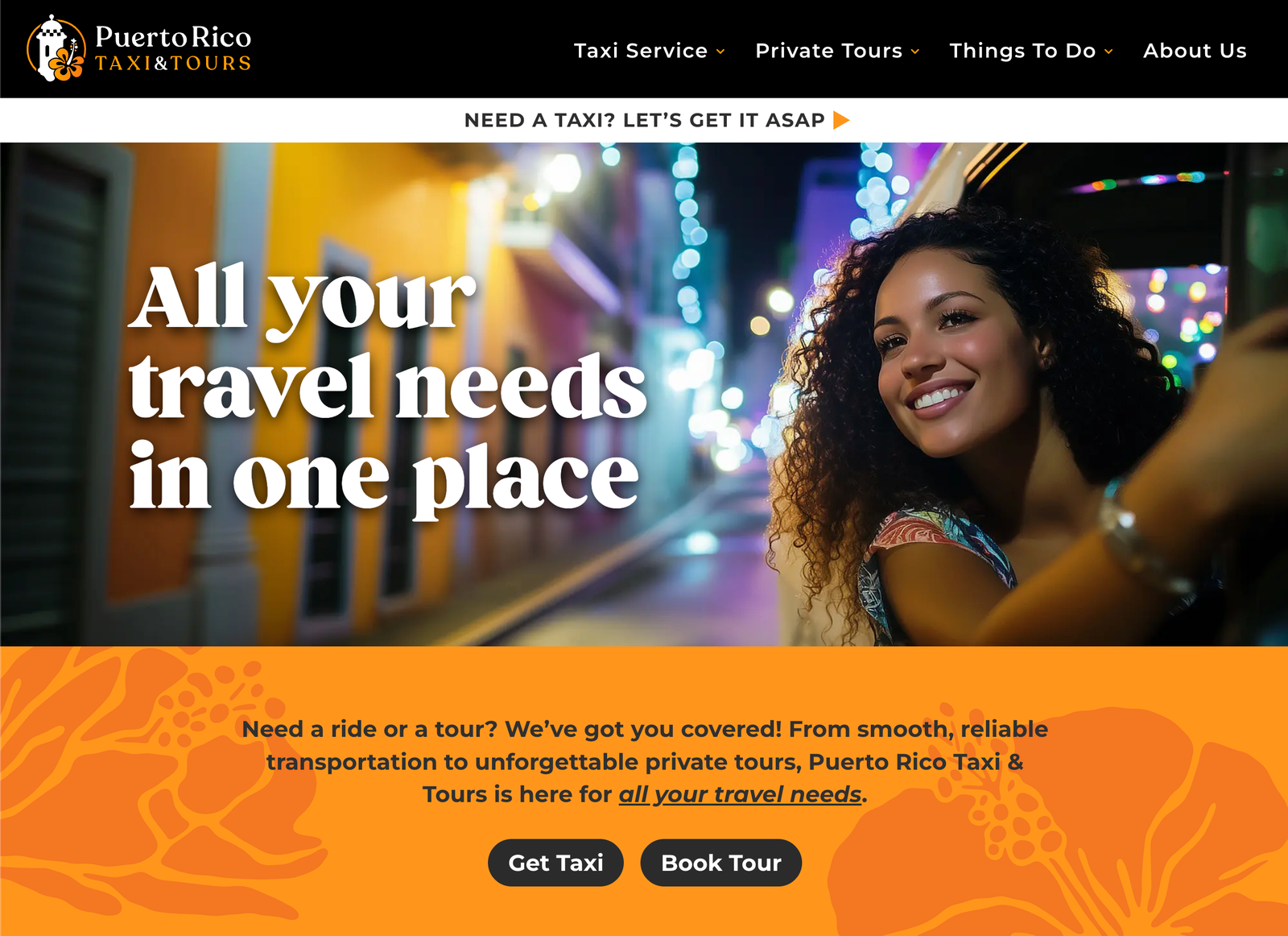 Puerto Rico Taxi & Tours website displayed on a laptop
